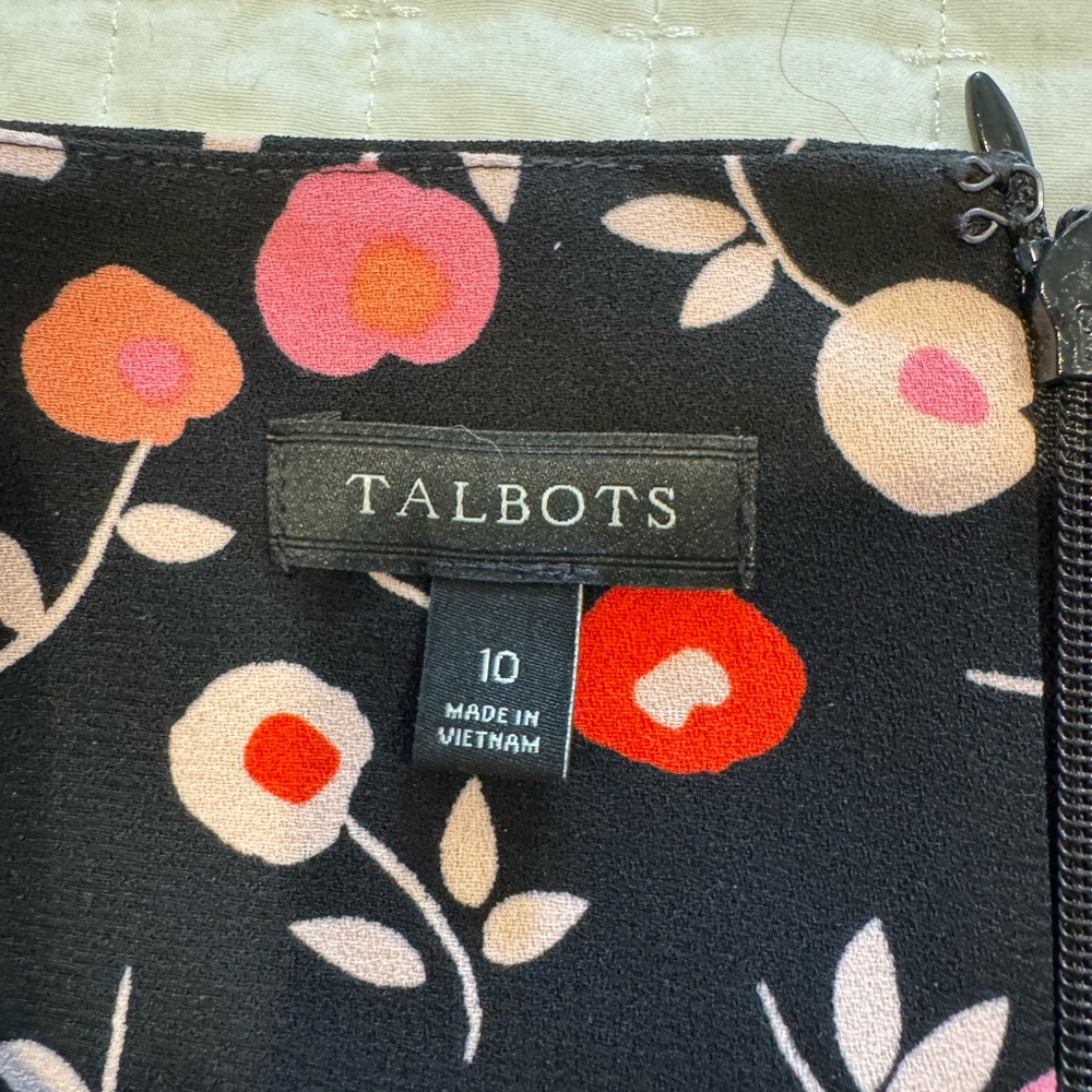 Talbots Black Dress with Pink and Red Floral Design - Picture 2 of 2